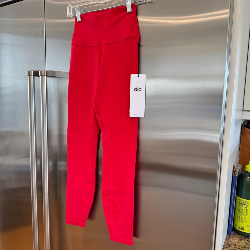 NWT Alo Bold Red Alosoft Leggings High Waisted 7/8 Pants Yoga Workout Brand New